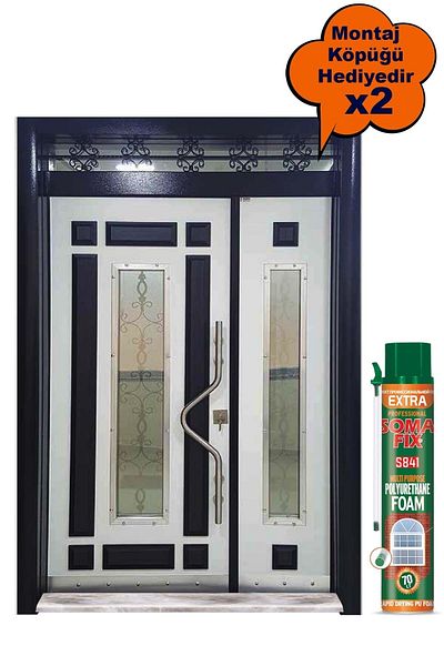 Tezdoor Steel Door Models Anthracite -, Steel Door, White Embossed Model Apartment Entrance Door Left