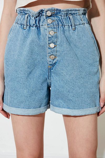 MAKRAS EXCLUSIVE Pantaloni scurti din blugi Monera Rosa cu 5 nasturi
