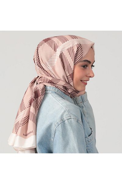 ipekistanbul Cotton Silk Shawl - Plaid Pattern - Brown