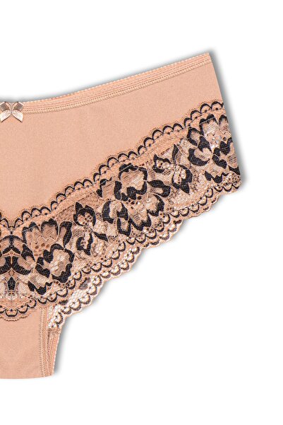 HNX Кавові трусики з подвійним кольором і мереживною обробкою