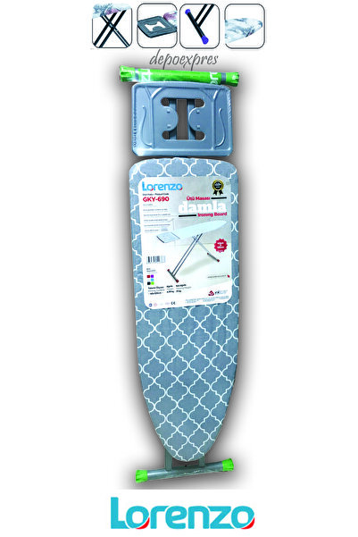 Lorenzo Damla Ütü Masası Gri Gyk-690 Ironıng Board 40x120cm Extra Kalınlaştır...