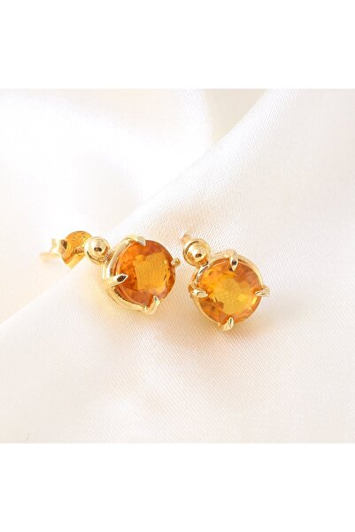 Haşimi Doğaltaş Sitrin Doğaltaşlı Minimal Prong Ku?pe