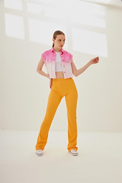 NOK İSTANBUL Random Desenli Düz Pantolon Oranj