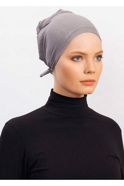 Ecardin Lycra Comfortable Non-Slip Practical Anti-Sweat Seamless Hijab Bonnet Scarf Turban Ready Bonnet - Dark Gray