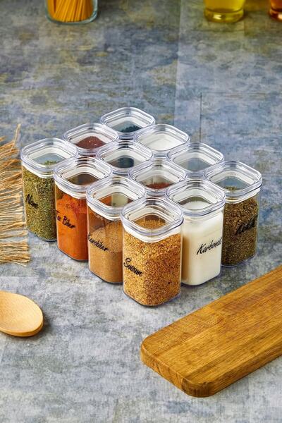 FBZhome Labeled 12-Piece 250 Ml Mica Spice Bowl Set with Leak-Proof Lid