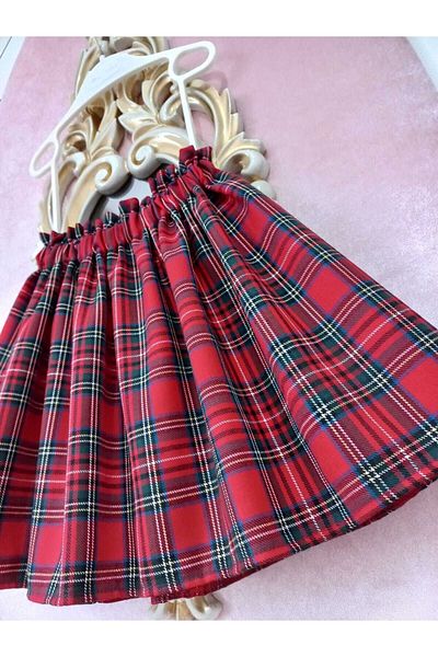 Eylülce Butik Plaid Red Skirt
