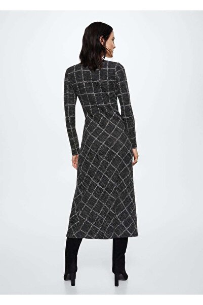 MANGO Woman Kareli Örgü Elbise