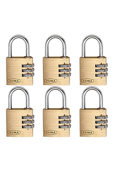 yuma kilit قفل مجمع يوما 3 أرقام نحاس (عبوة واحدة 6 قطع) 30 ملم