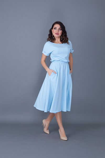 vuvutasarım Sezon nou, lungime midi, țesătură elastică, talie elastică, buzunar, detaliată, cu gât rotund, rochie evazată 222
