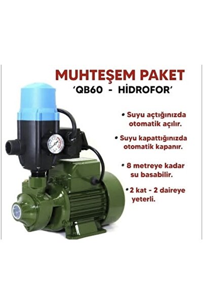 MUR-CEL L Murcell Su Motoru Qb60 Set Halinde 2 Ürün Otomatik Su Pompası 0.5 Hp 1” Hidrofor Set Pompa