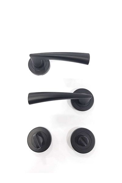 ARON Sofuoğlu Lux Hazal Matte Black Round Rosette (BATHROOM - WC) Door Handle - Interior Door Handle