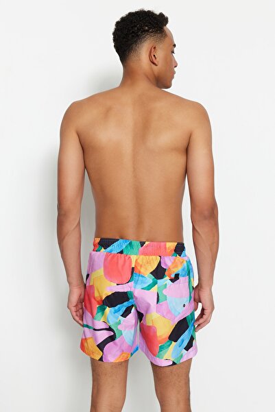 Trendyol Collection Barevné plavky s abstraktním vzorem - Mořské šortky TMNSS23DS00001