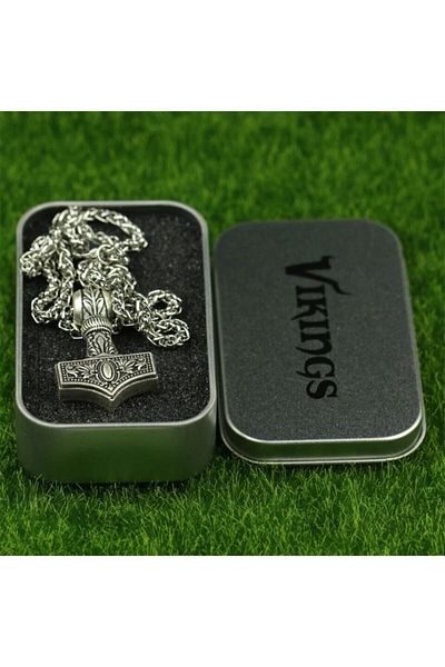 Viking Stainless Steel Scandinavian Thor Hammer Necklace Unisex 5 mm 6 cm