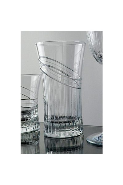 KCD Simple Cut Hand Decor Gilded 6 Pieces Patterned Water and Soft Drink Glass Set
