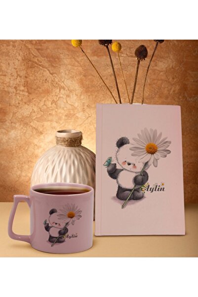 Bk Gift Kişiye Özel Sevgili İsimli Pembe Sert Kapaklı Defter Ve Middle Kupa S...
