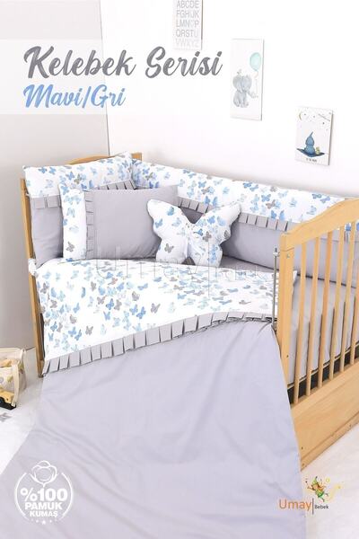 Umaybebek 60x120, Bebek Nevresim Takımı, Dolgu Korumalık, Düz Çarşaf - %100 P...