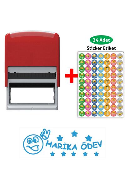 Baskı Life Harika Ödev Kendinden Mürekkepli Öğretmen Kaşesi Aferin Kaşesi Mavi