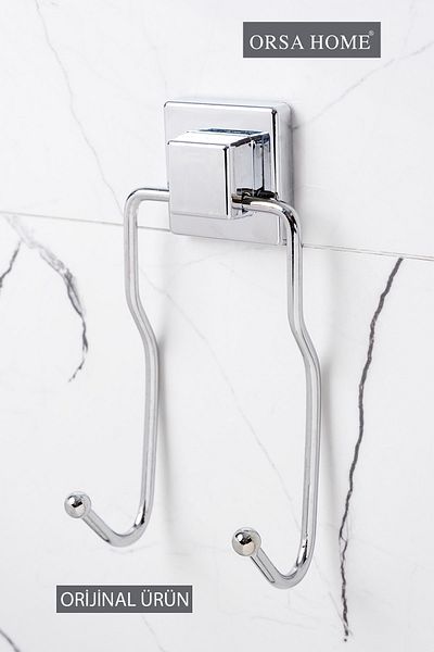 ORSA HOME 601 Τετράγωνη Αυτοκόλλητη Κρεμάστρα 2 τεμαχίων Χρώμιο