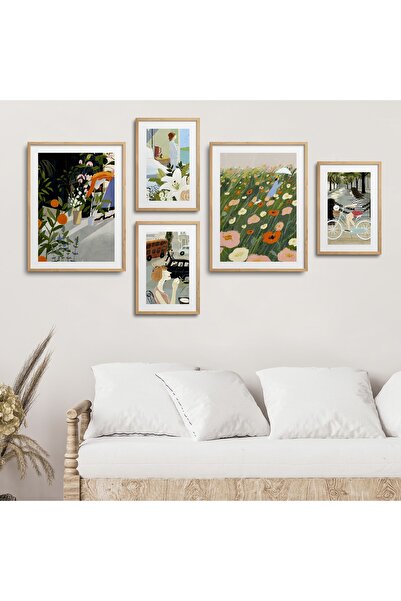 HOMEPACK Σετ ζωγραφικής 5 τεμαχίων με φυσικό ξύλινο πλαίσιο