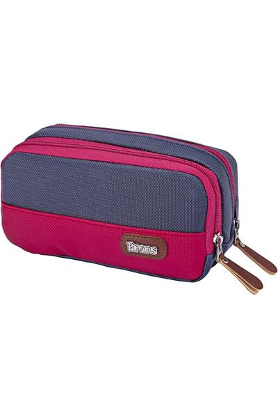 Brons Makeup Bag Double Compartment (blue/red)