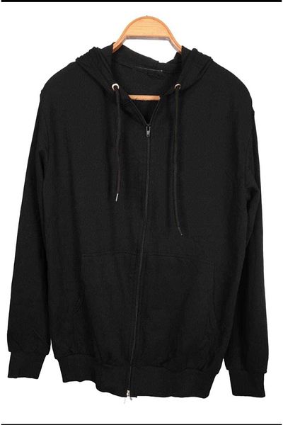 FATELLA Unisex Hooded Zipper Pocket Thin Combed Cotton Basic School Sweatshirt Cardigan
