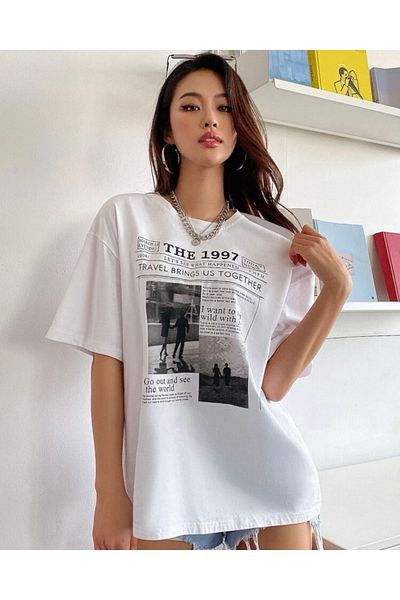BENROMA 1 produs este un cadou pentru achiziții de 6 și mai sus Tricou imprimat supradimensionat