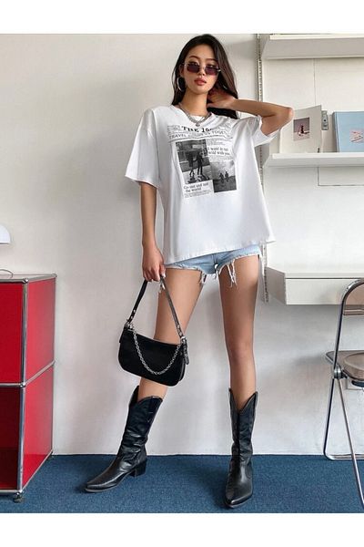 BENROMA 1 produs este un cadou pentru achiziții de 6 și mai sus Tricou imprimat supradimensionat