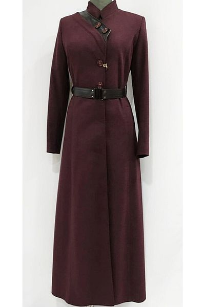 N.Y.YILDIZ Star Long Buttoned Suede Lined Mother Top Coat