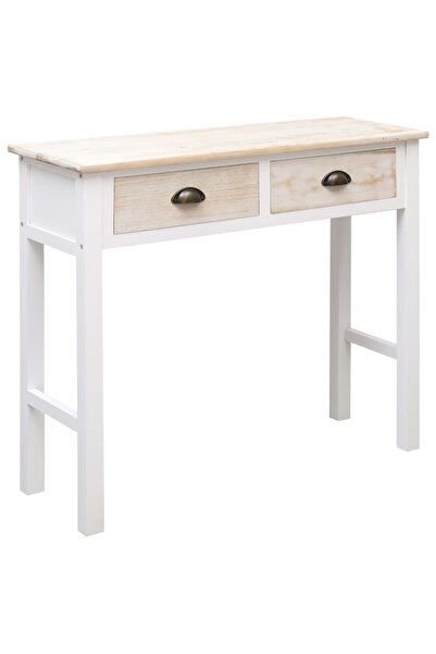 shumee Konsol Beyaz Ve Doğal Renk 90x30x77 Cm Ahşap