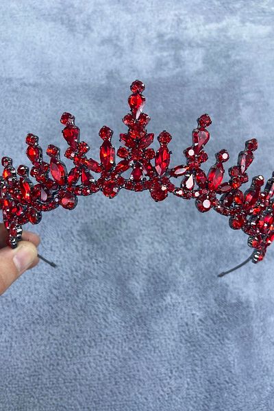 Hobigram Red Cooper Shuttle Stone Henna și Coroana de Mireasă – Coroană, Cristal Stone, Model Elegant, Coroană de Mireasă – Coroană – T