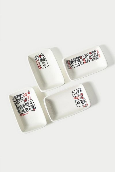 Anason İşleri Birds with Lips Rakı Glass+appetizer Plate (4+4) Set of 8