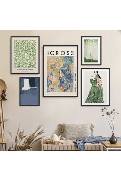 HOMEPACK Siyah Lamine Çerçeveli 5'li Tablo Seti Beşli-018