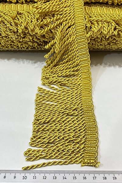 FdayAksesuar شريط زخرفي أصفر خردلي ملتوي بشراشيب شريط شرابة - شريط زخرفي