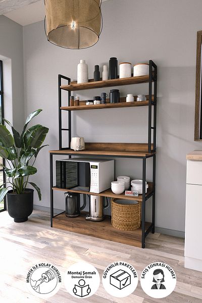 Bofigo Kitchen Stand With Base And 5 Shelves Coffee Corner Kitchen Rack Kitchen Bar Lidya