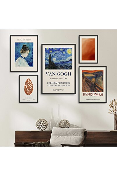 HOMEPACK Siyah Lamine Çerçeveli 5'li Tablo Seti Beşli-019