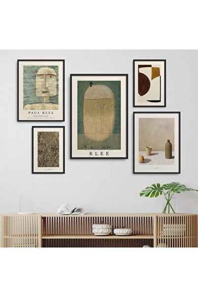HOMEPACK Siyah Lamine Çerçeveli 5'li Tablo Seti Beşli-020