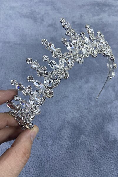 FdayAksesuar Accesoriu pentru coroana de mireasa, culoare argintie, piatra Co...