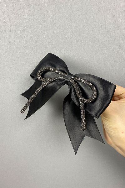 FdayAksesuar Sortiment de catarame Accesoriu pentru păr cu fundă neagră Full Stone – Clip