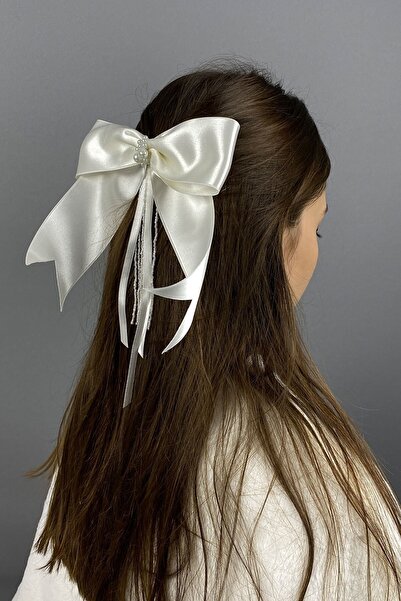 FdayAksesuar Tipuri de ac de păr Crem Perla și Snur Clip de păr cu fundă cu m...