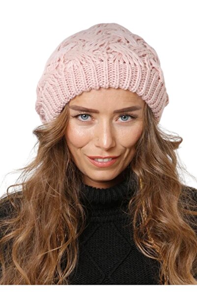 sema aksesuar Salmon Color Knitwear Beret - Knit Lined, Winter Gift, for Vale...