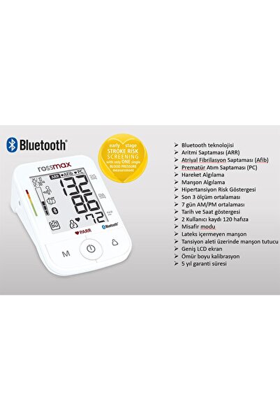 Rossmax X5 Bt Bluetooth Otomatik Dijital Tansiyon Aleti