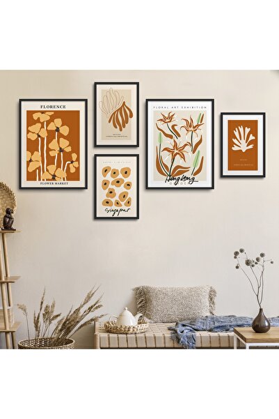 HOMEPACK Set de pictură din 5 piese cu cadru laminat negru Five-029