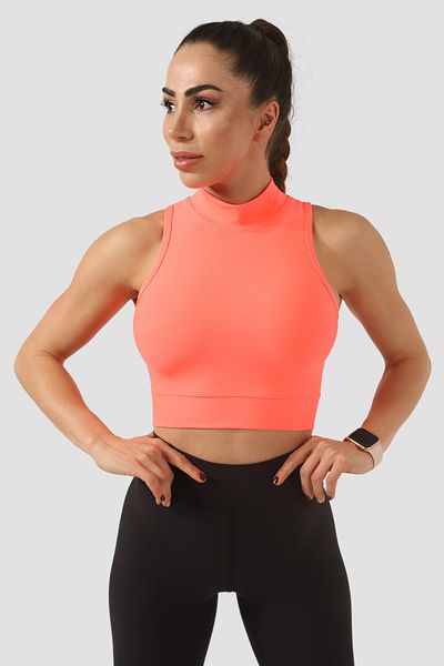 Superstacy Stand Collar Neon Pink Sports Bra