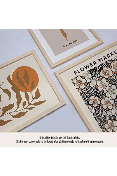HOMEPACK Doğal Ahşap Çerçeveli 5'li Tablo Seti Beşli-033