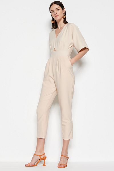Trendyol Collection Stone Woven Cut Out / Detailní kombinéza s oknem TWOSS20TU0047
