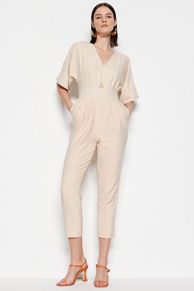 Trendyol Collection Stone Woven Cut Out / Detailní kombinéza s oknem TWOSS20TU0047