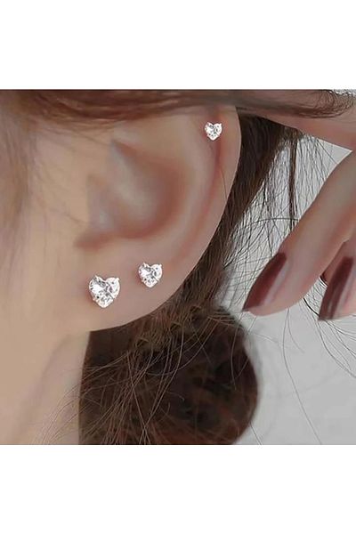 Heppii Solitaire Heart Earring Set 3 Pieces
