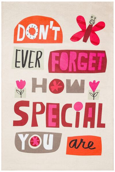 RUGSMODERN Mira 878 Yazı Temalı Çok Renkli Modern Halı