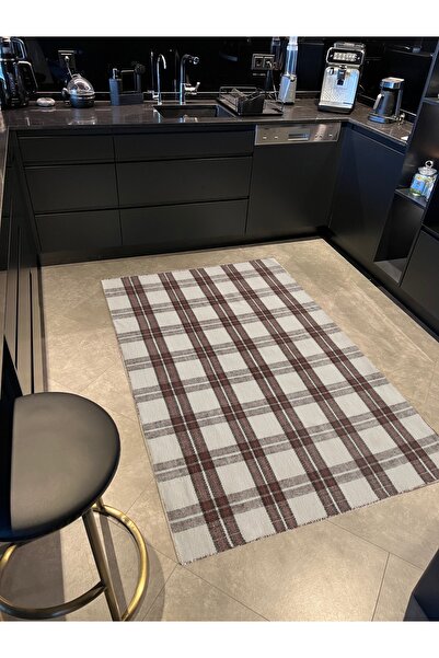 Rugs Modern Halı Mira 1078 Bej Ve Kahverengi Ekose Temalı Dokuma Taban Halı