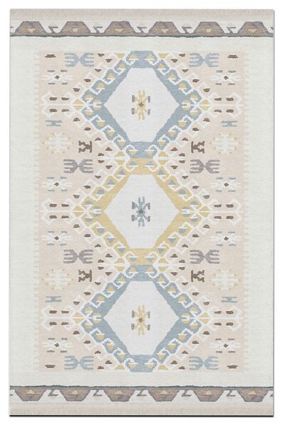 Rugs Modern Halı Χαλί με πολύχρωμη υφαντή βάση Mira 940 σε μπεζ παστέλ με έθν...